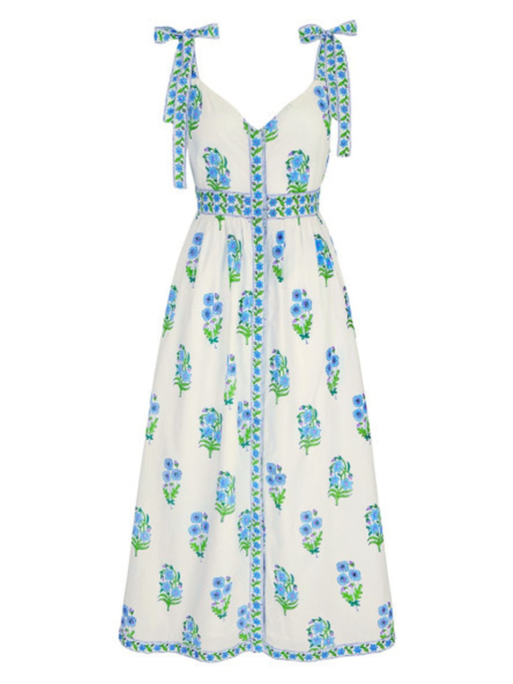 Tuckernuck Pink City Prints Maree Dress Cyan Magnolia Block Print Midi M NWT